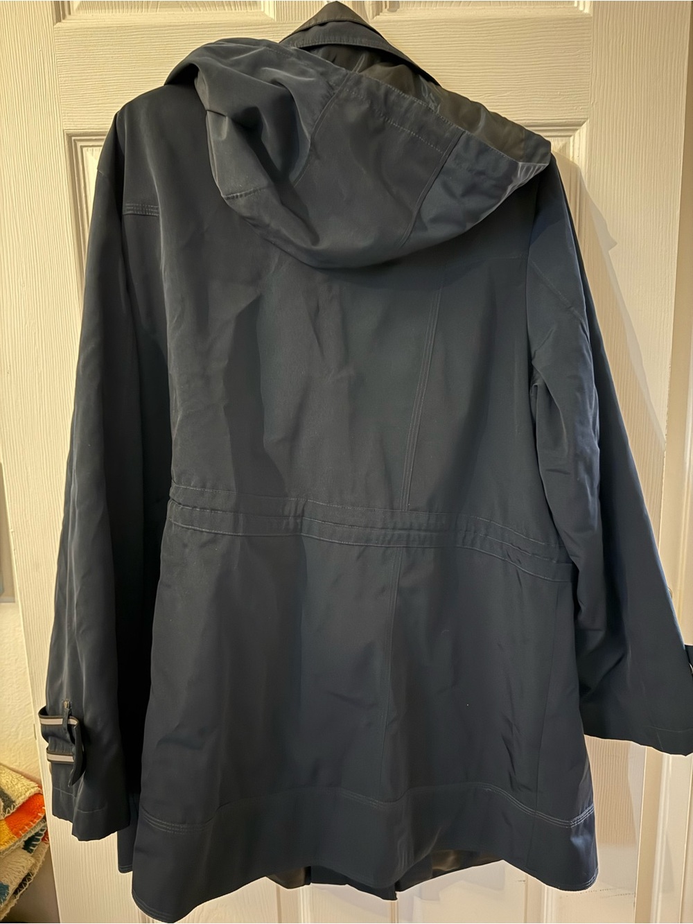 Women’s Navy Long Hooded Coat raincoat jacket - Picture 4 of 7